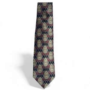 Pavia Men’s tie made in Italy 100% silk necktie black red gold paisley geometric